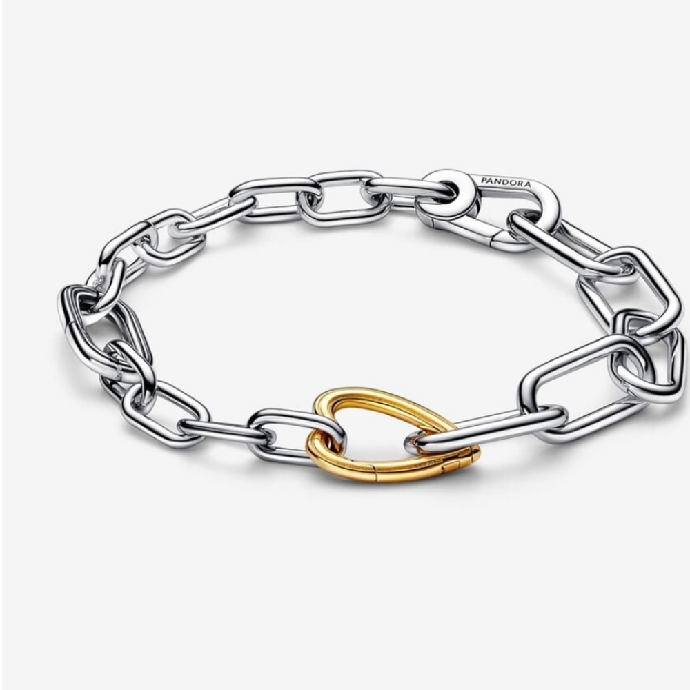 Pandora ME Two-tone Heart Link Chain Bracelet 7"